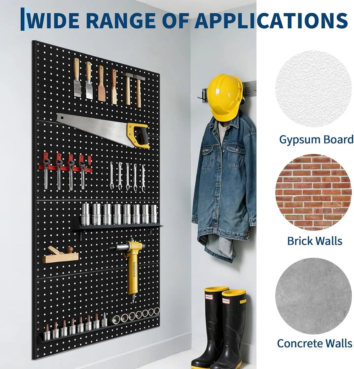 Heavy Duty Steel Pegboard Wall Organizer for Tools and Crafts