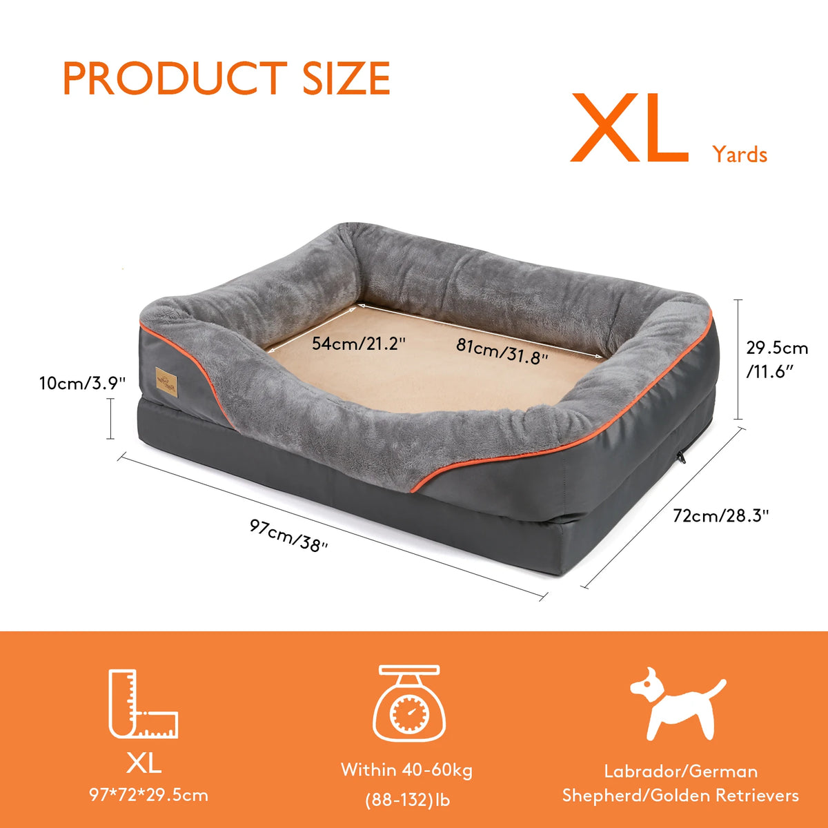 BINGOPAW Washable Waterproof Dog Bed With Removable Soft Fleece Cover