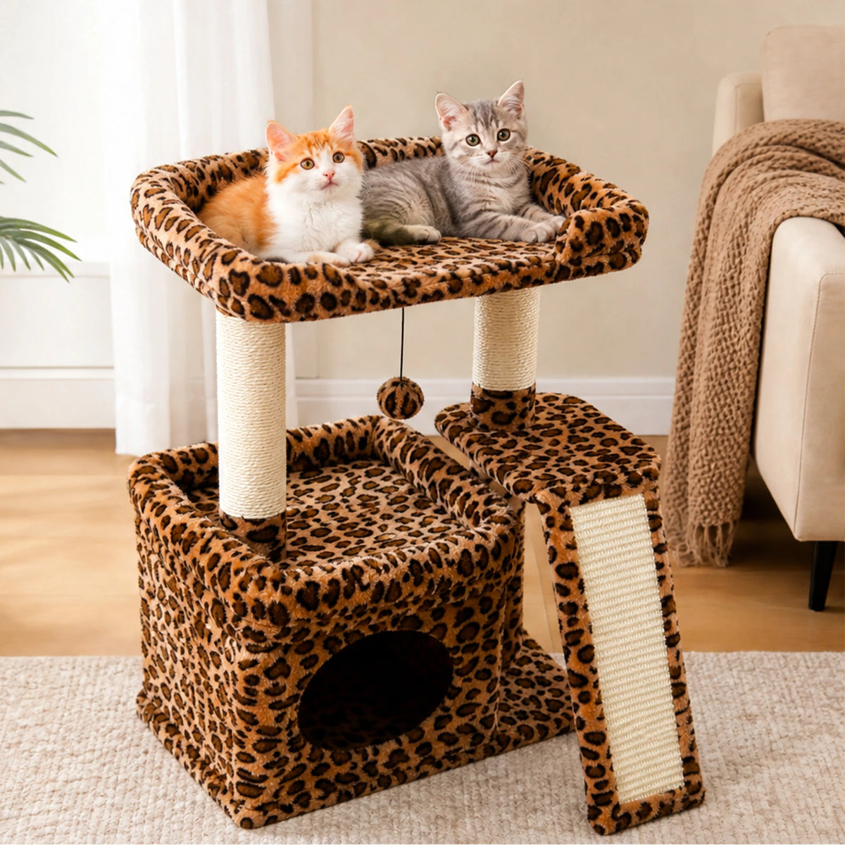 Safe and Stable Cat Tree 27Inches Cat Tower with Cozy Top Perch, Private Cat Condo and Sisal Scratching Post&Pad for Indoor Cats
