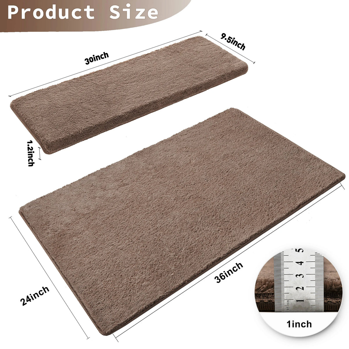 Bullnose Non-Slip Carpet Stair Treads Ultra Plush Peel Stick