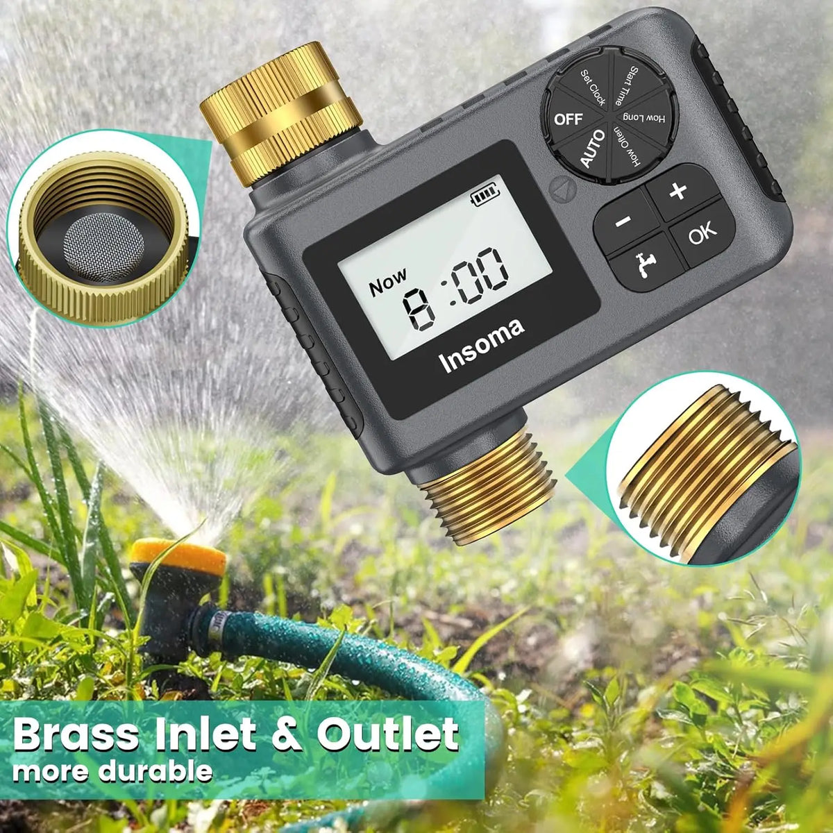 INSOMA Smart Automatic Garden Irrigation Watering Timer With LCD Display