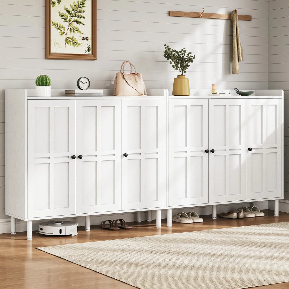 ONBRILL Three Door Shoe Storage Cabinet and Organizer