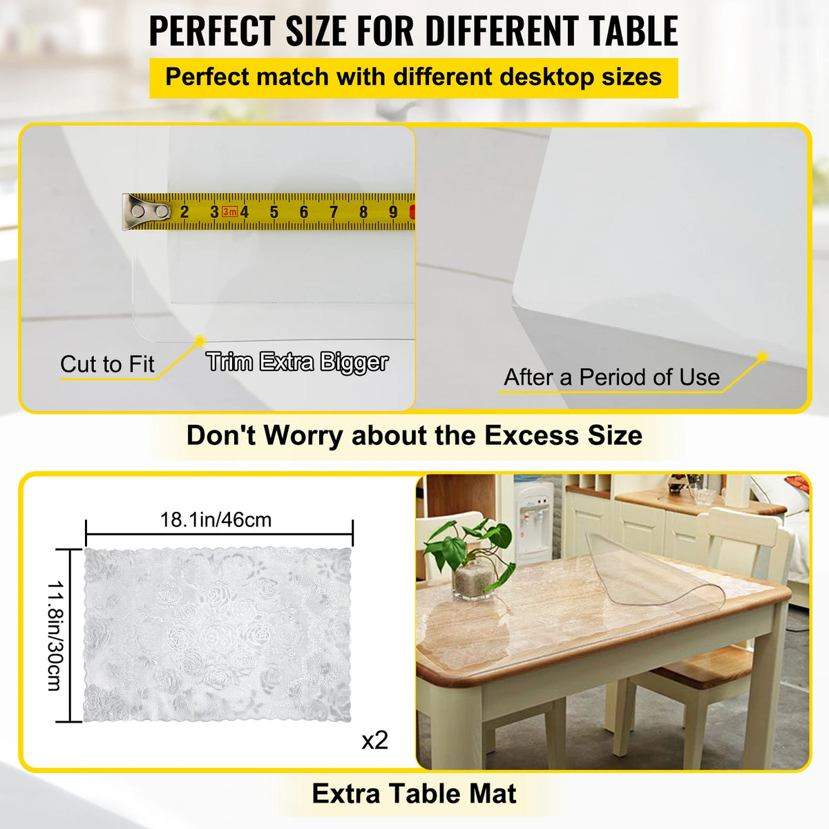 Transparent PVC Tablecloth Waterproof Dining Table Desk Protector