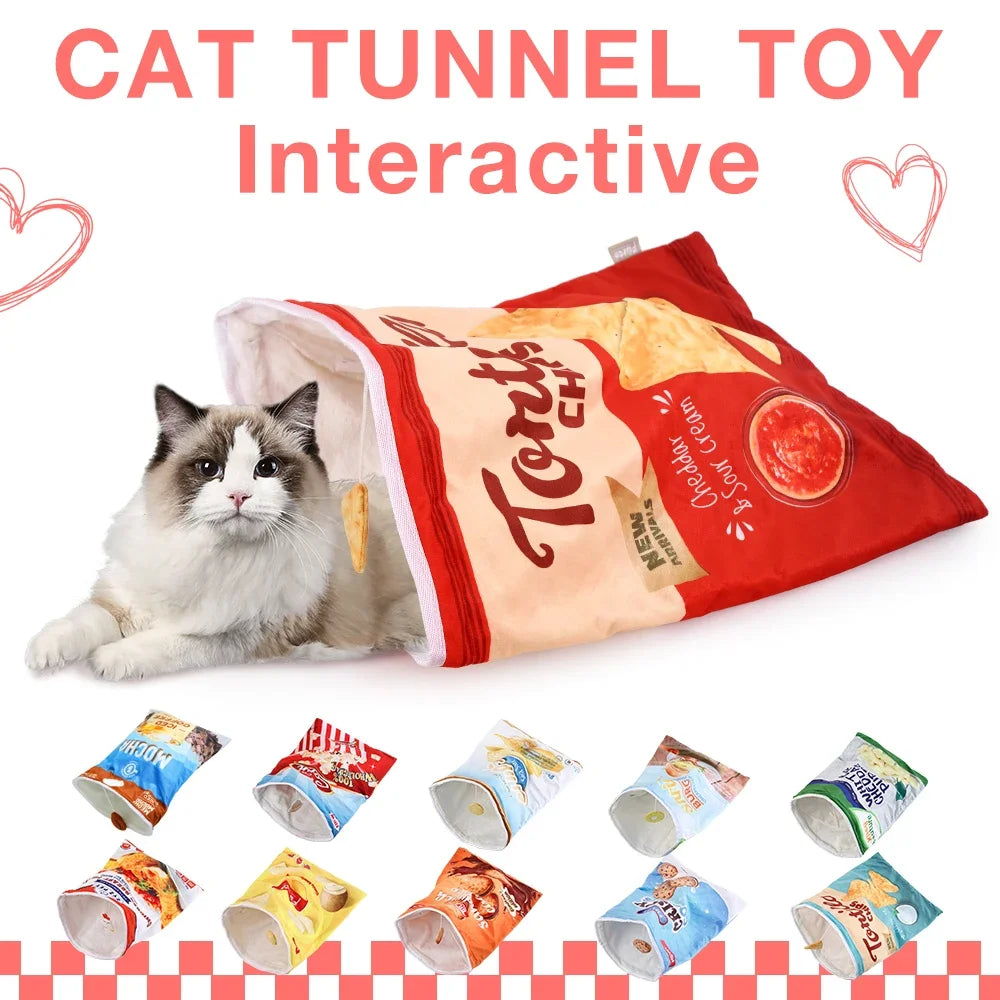 Collapsible Interactive Cat Tunnel Toy for Play and Exercise