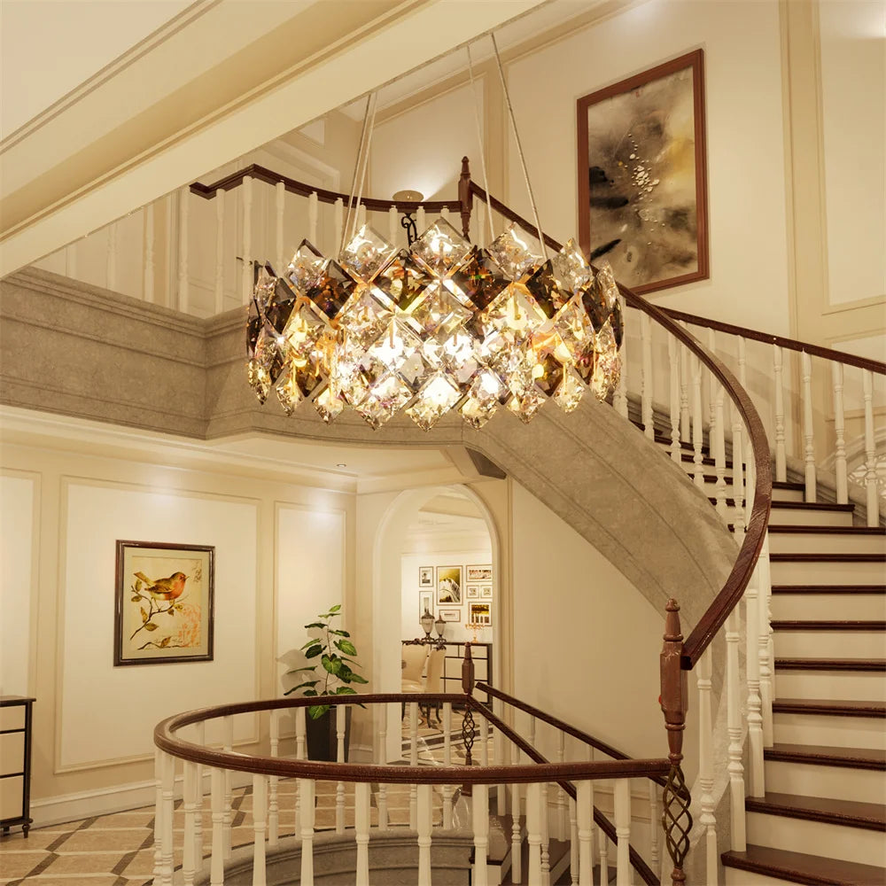 LUVODI Modern Crystal Chandelier Pendant Light Fixture - Hanging Ceiling Lighting for Home Hotel - Gorgeous Decorative Illumination