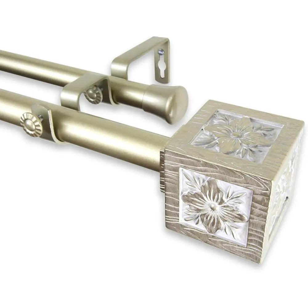 Premium Double Curtain Rod Set With Wall Mount Design