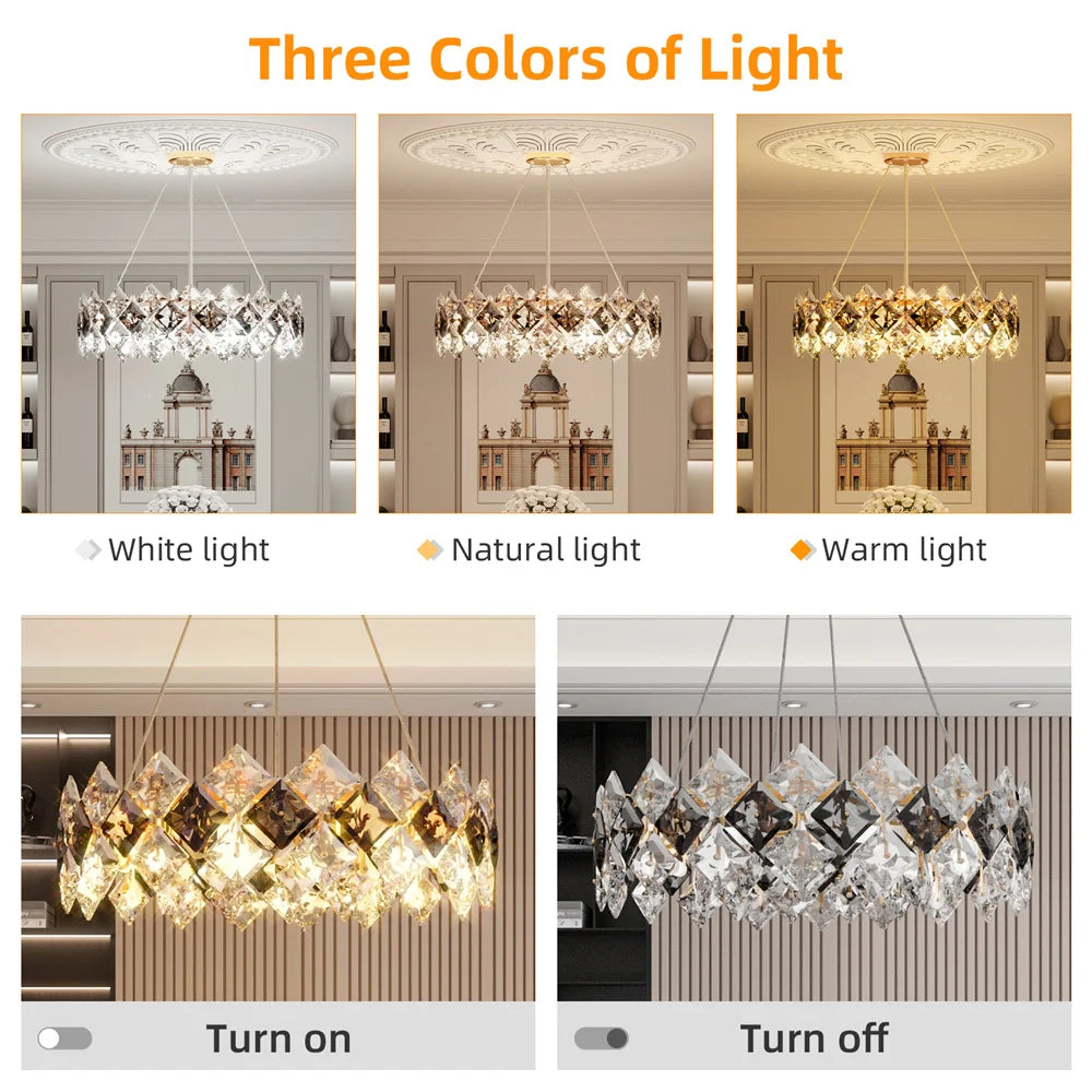 LUVODI Modern Crystal Chandelier Pendant Light Fixture - Hanging Ceiling Lighting for Home Hotel - Gorgeous Decorative Illumination