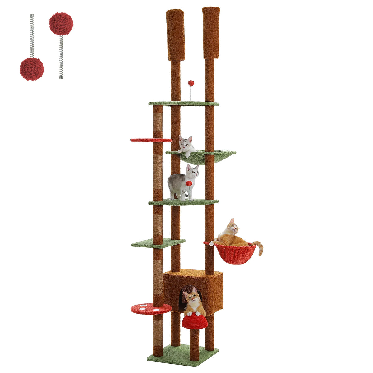 PAWZ Road Height Adjustable Wooden Cat Tower With Sisal Post