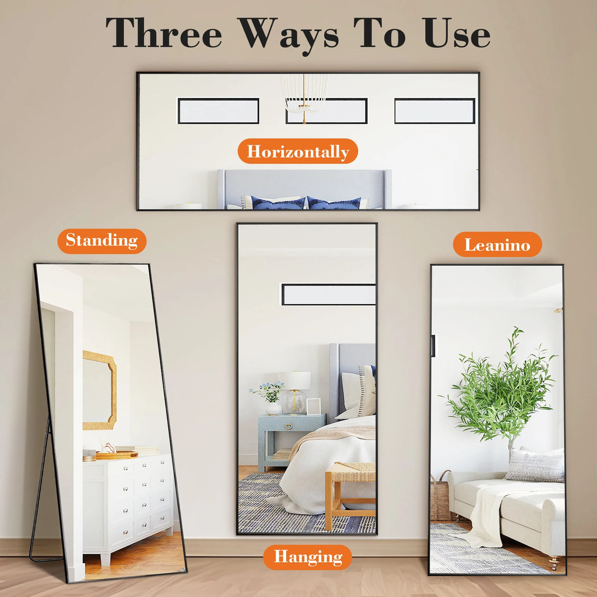 MCQ Arched Full Length Mirror With Stand And Wall Mount