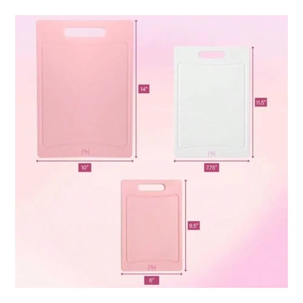 Dual Sided Plastic Cutting Board Set With Juice Grooves
