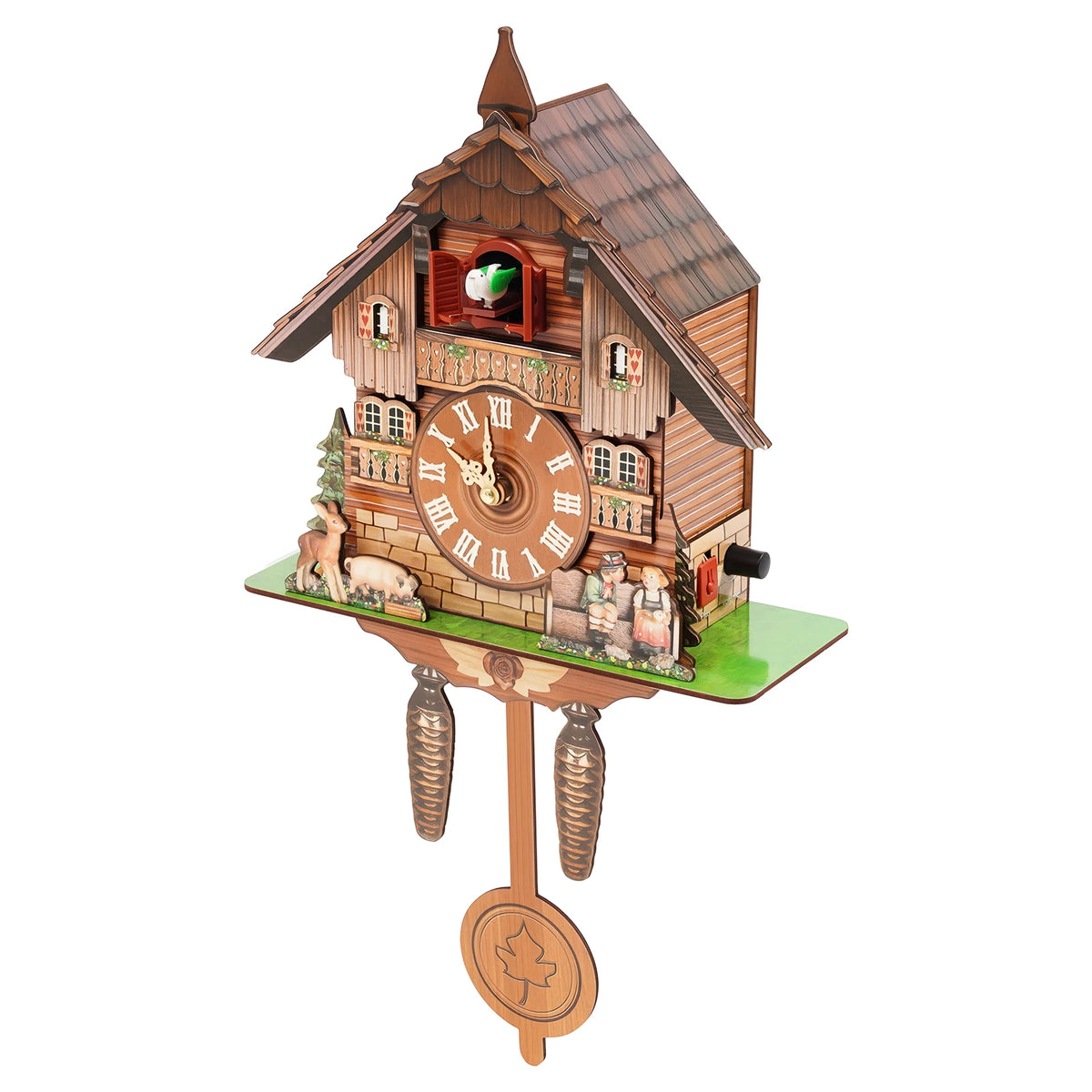 Modern House Shape Wall Mounted Cuckoo Clock With Pendulum Chime