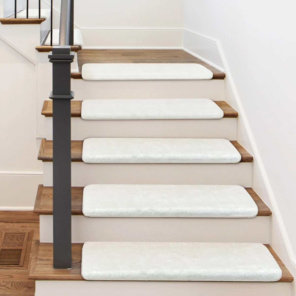 Bullnose Non-Slip Carpet Stair Treads Ultra Plush Peel Stick