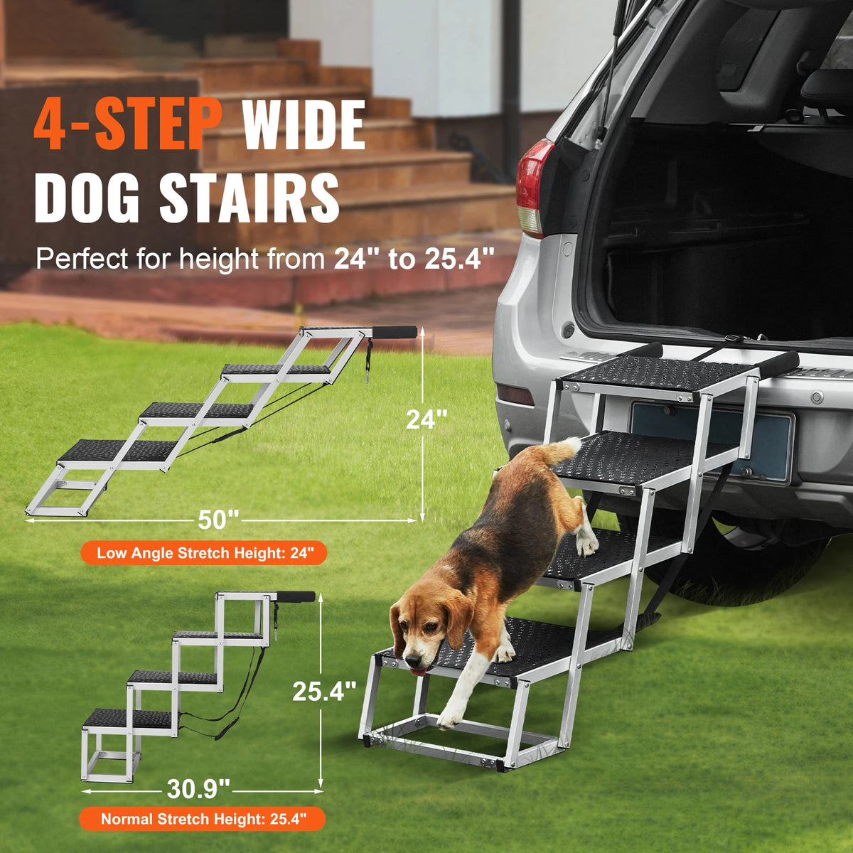 SucceBuy Folding Dog Car Steps Lightweight Portable 150lb Stair