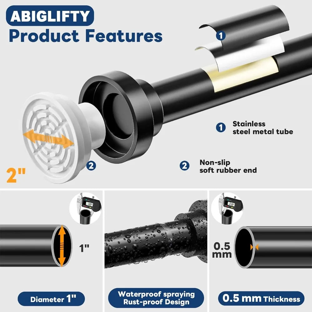 Adjustable Stainless Steel Tension Shower Curtain Rod For Bathrooms