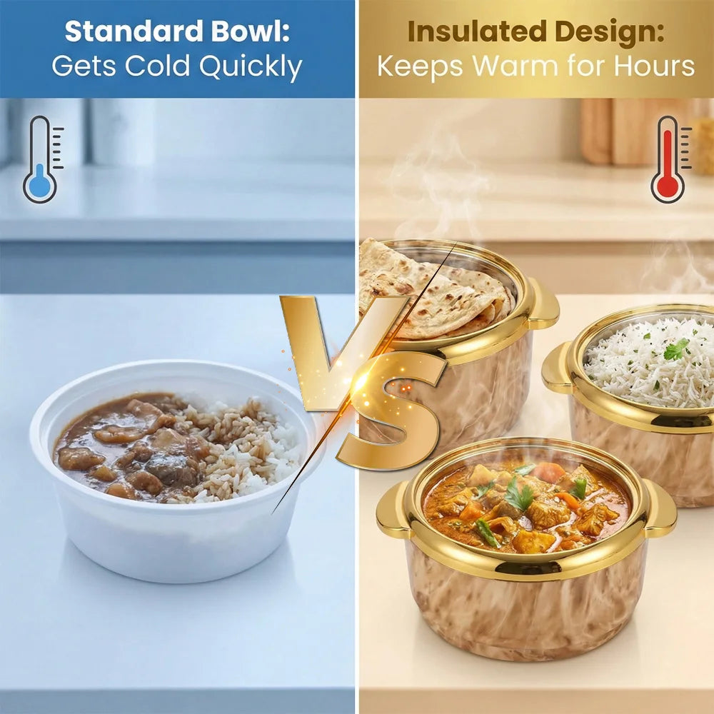 Insulated Stainless Steel Casserole Set With Double Wall Thermal Design
