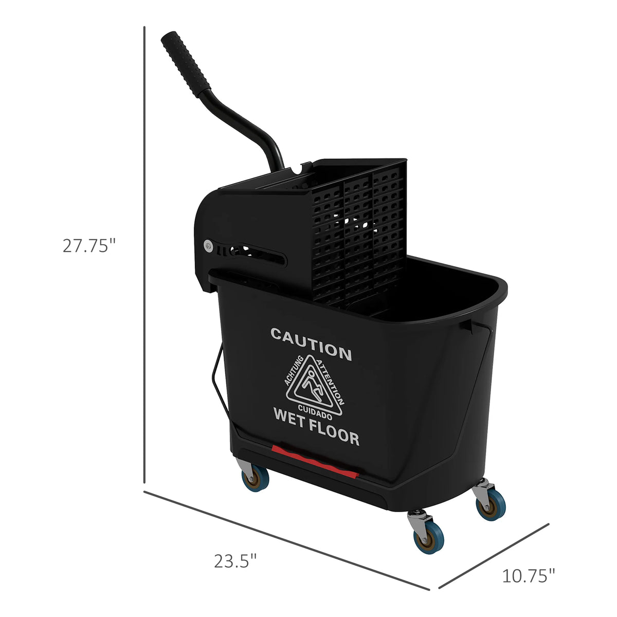 HOMCOM Commercial Mop Bucket With Side Press Wringer And Wheels