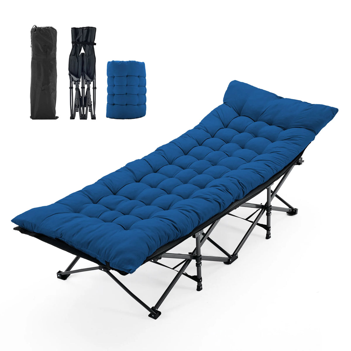 JHK Folding Camping Lounge Chair With Cushioned Portable Outdoor Comfort