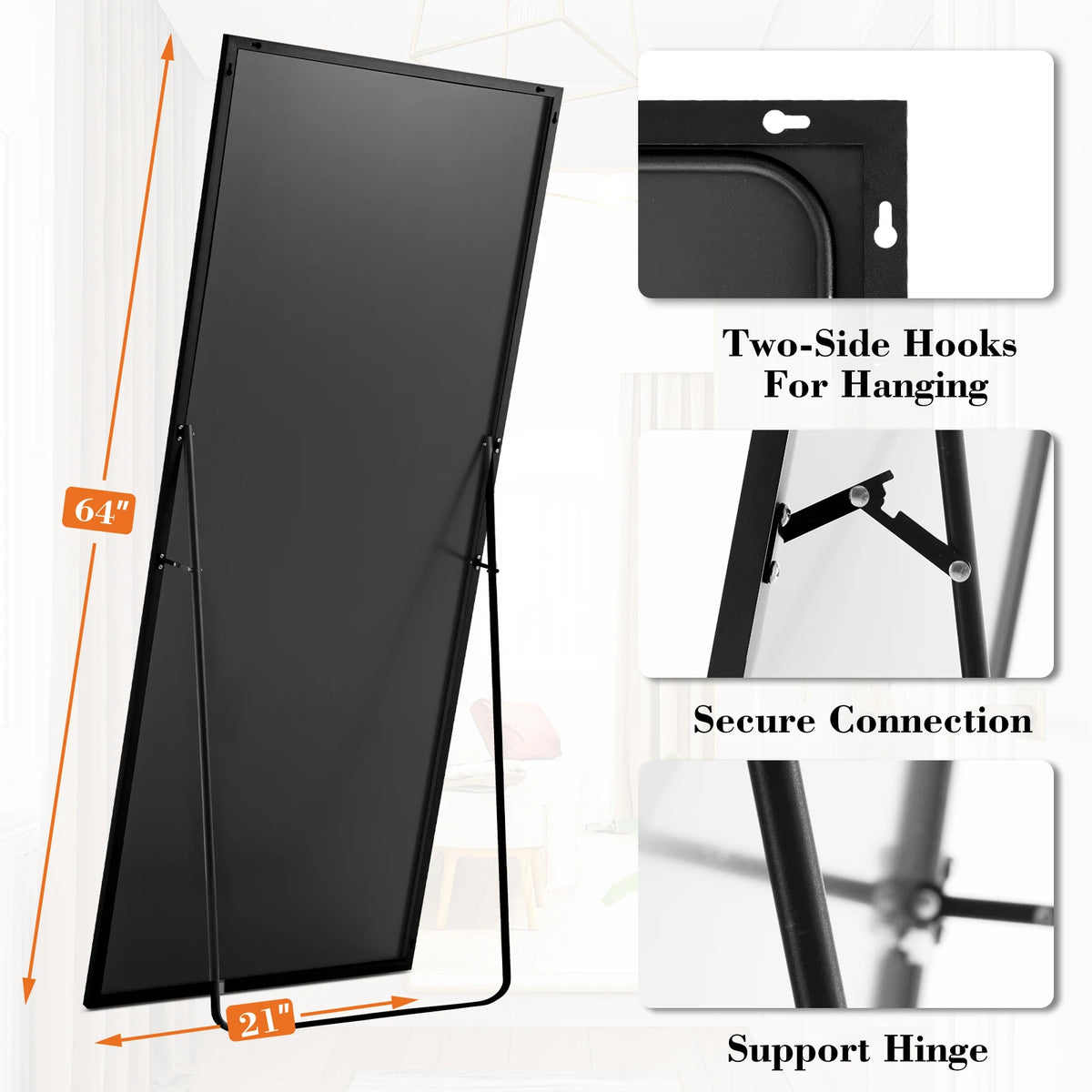MCQ Arched Full Length Mirror With Stand And Wall Mount