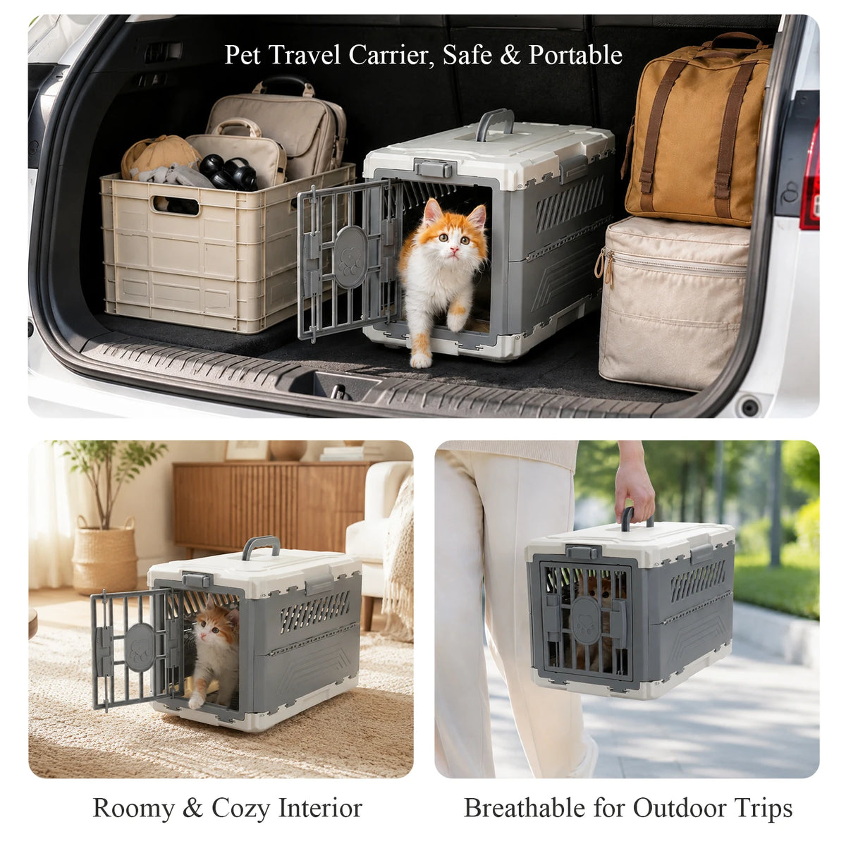 PAWZ Road Foldable Pet Carrier Secure Lock Door For Travel
