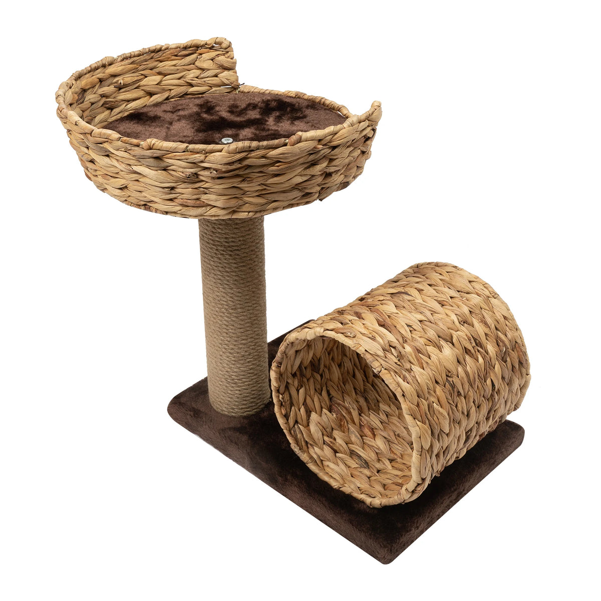 Hand Made Paper Rope Cat Tree 2-Level, Bow Shaped Cat Tree with 2 Toy Balls, 36.46lbs Capacity for Large Cats