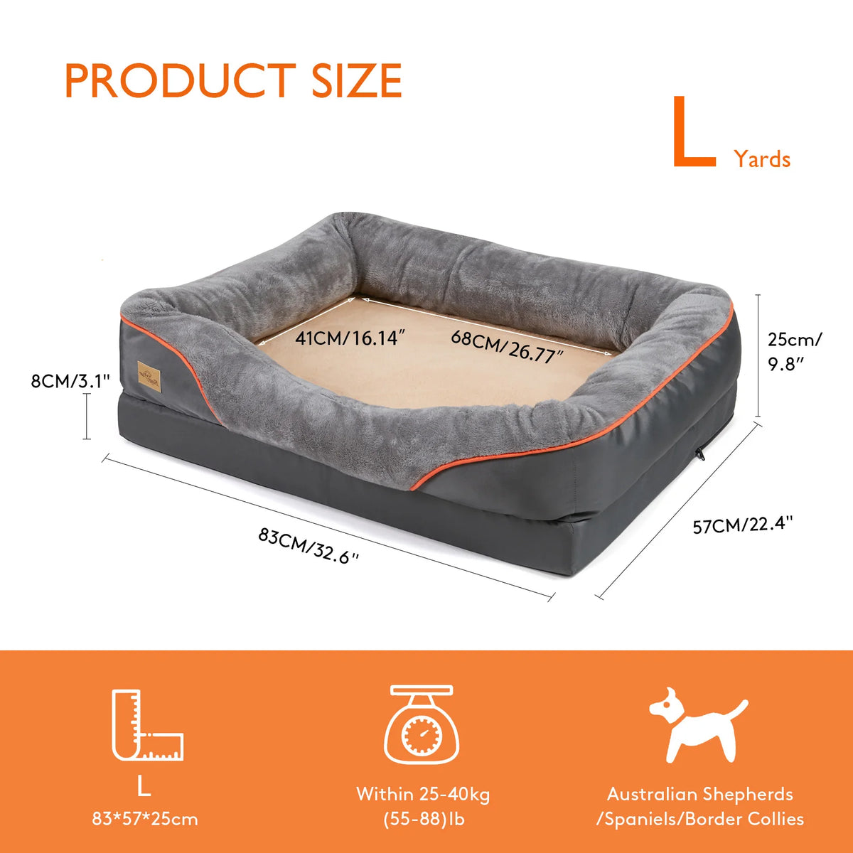 BINGOPAW Washable Waterproof Dog Bed With Removable Soft Fleece Cover