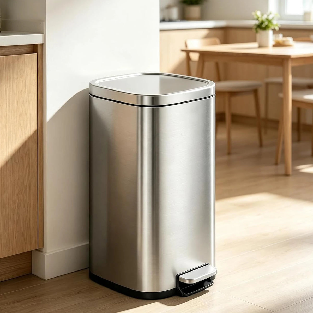 HobbyLane Stainless Steel Step-On Trash Can With Soft-Close Lid