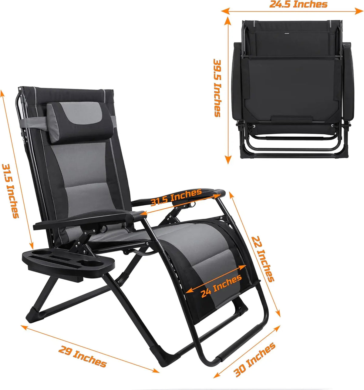 Outdoor Folding Recliner Chair With Padded Seat And Sunshade