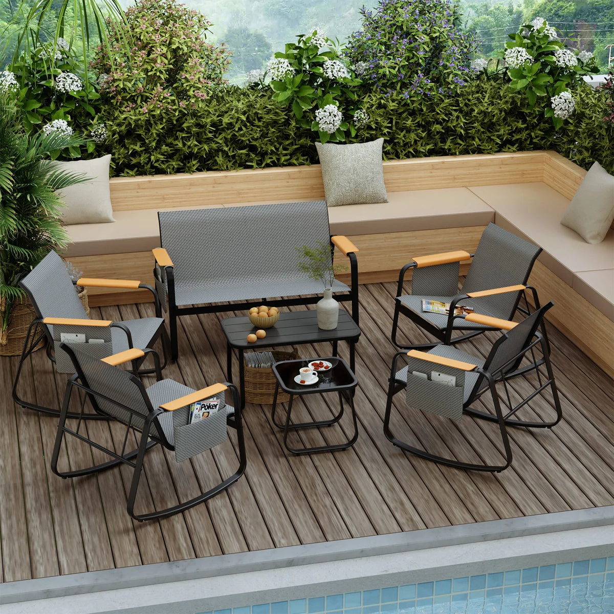 Avenvista Weather Resistant Patio Conversation Set Loveseat And Rocking Chairs