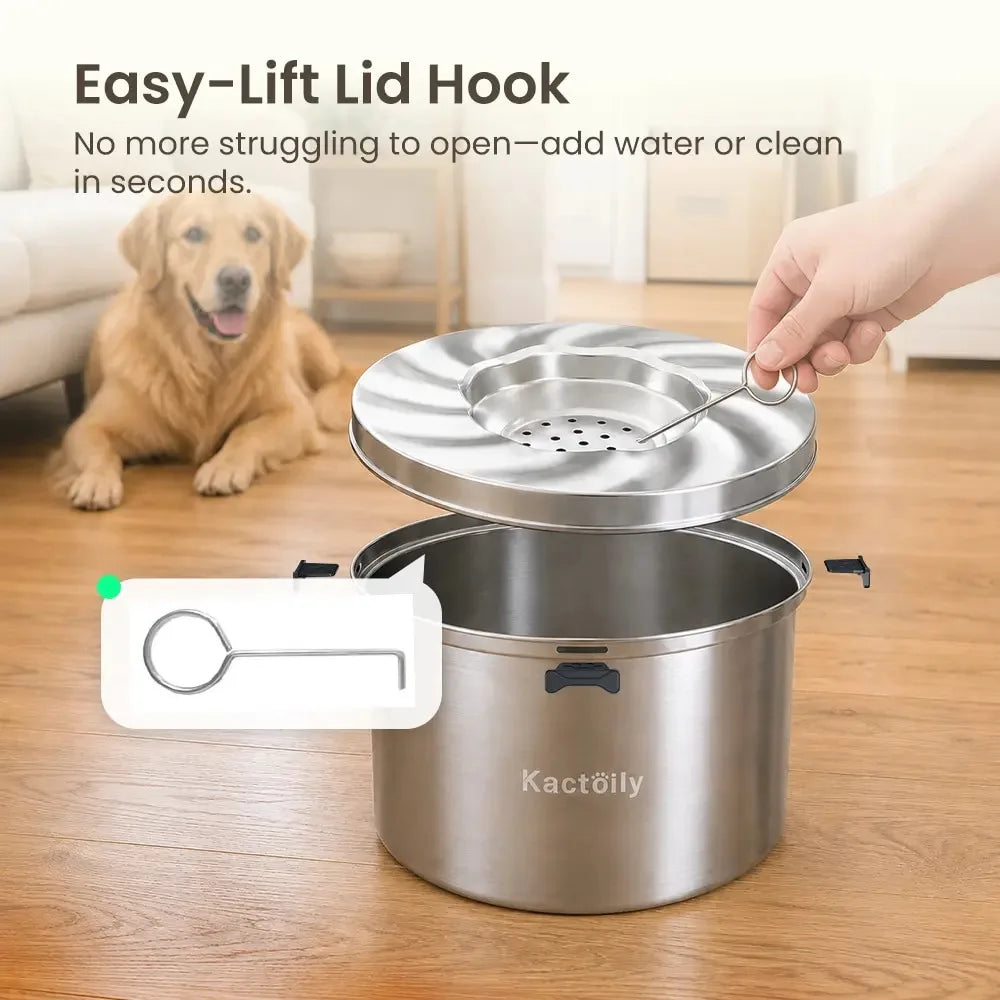 Kactoily Stainless Steel No Spill Water Bowl With Floating Disk