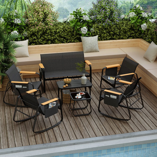 Avenvista Weather Resistant Patio Conversation Set Loveseat And Rocking Chairs