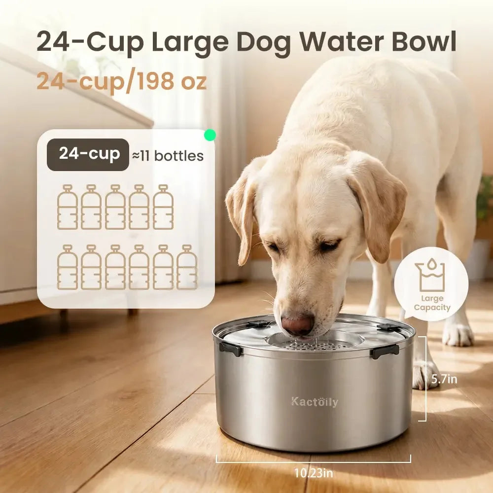 Kactoily Stainless Steel No Spill Water Bowl With Floating Disk
