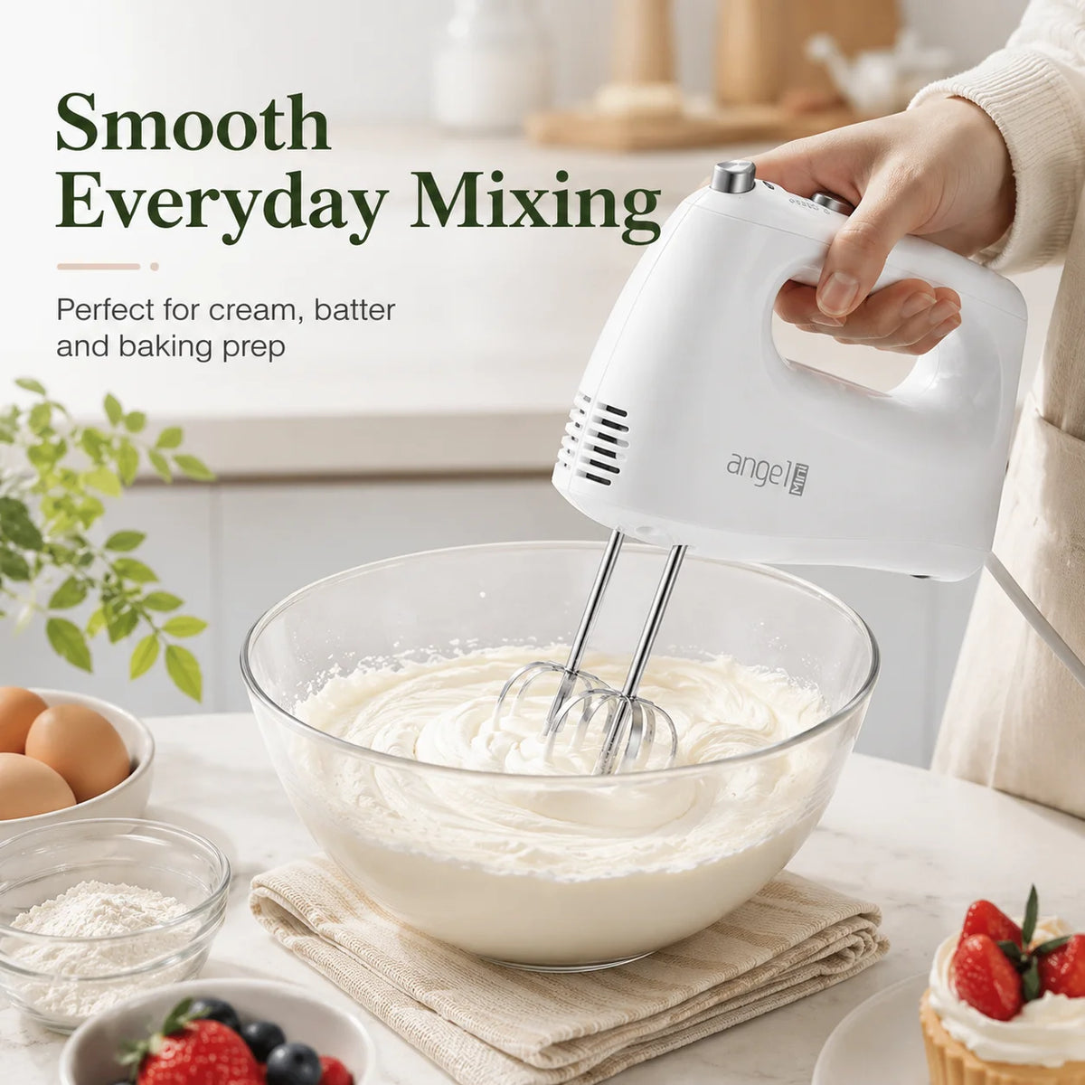 400W Electric Hand Mixer With Dough Hooks Beaters And Whisk