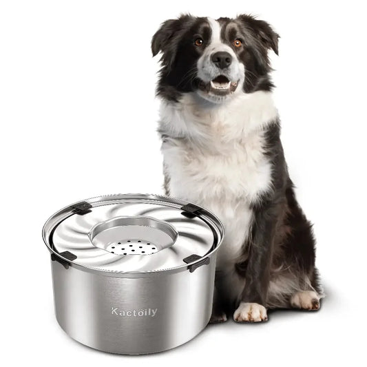 Kactoily Stainless Steel No Spill Water Bowl With Floating Disk