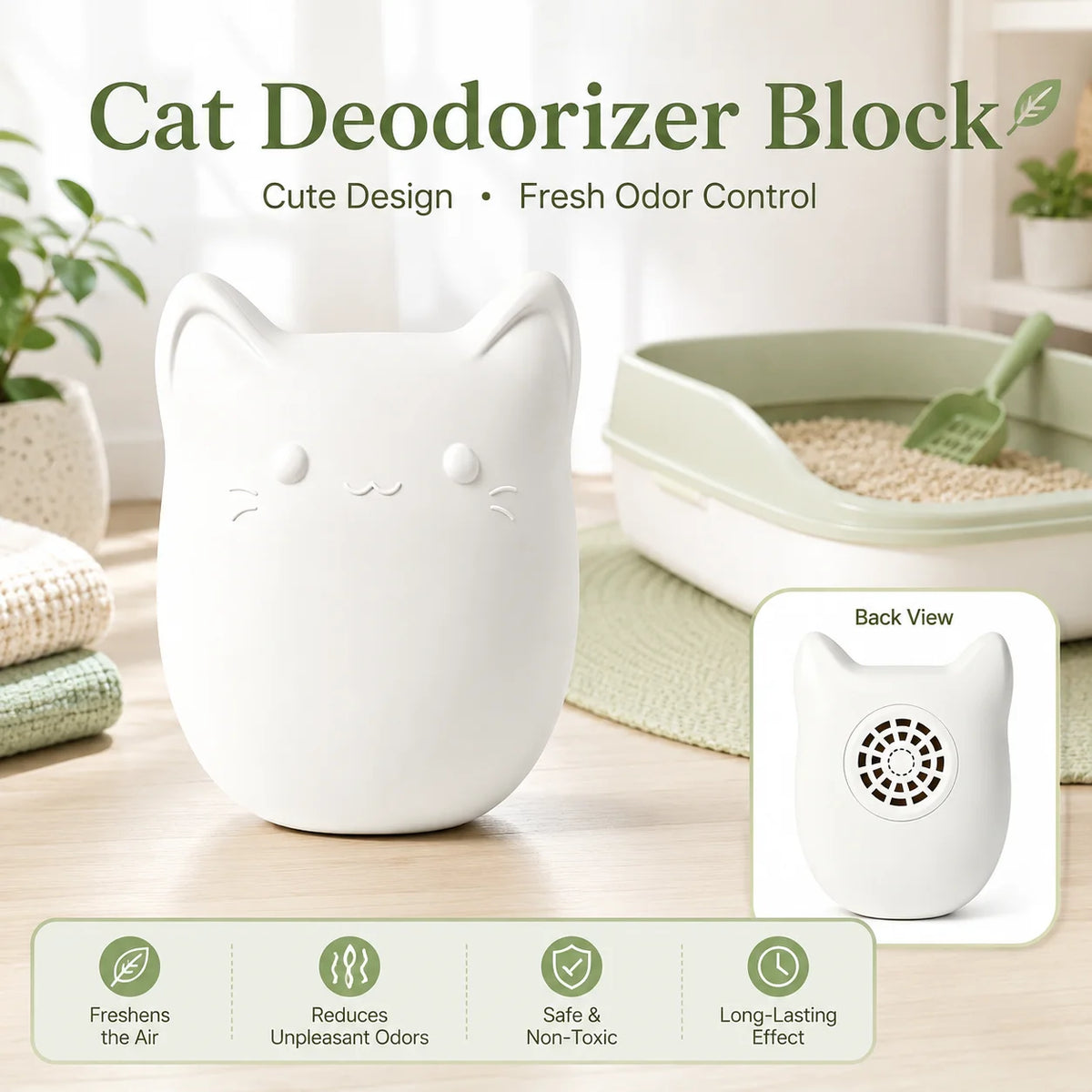 Cumrige Cat Litter Box Deodorizer Pods, 2 Pack Pet Safe Odor Control Fresheners,Cute Cat Shape ,Solid Deodorizing Freshener for Enclosed Automatic Cat Litter Box Cat Toilet