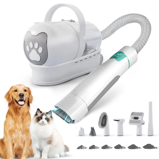 Dog Grooming Vacuum Kit With Shedding Brush And Paw Trimmer