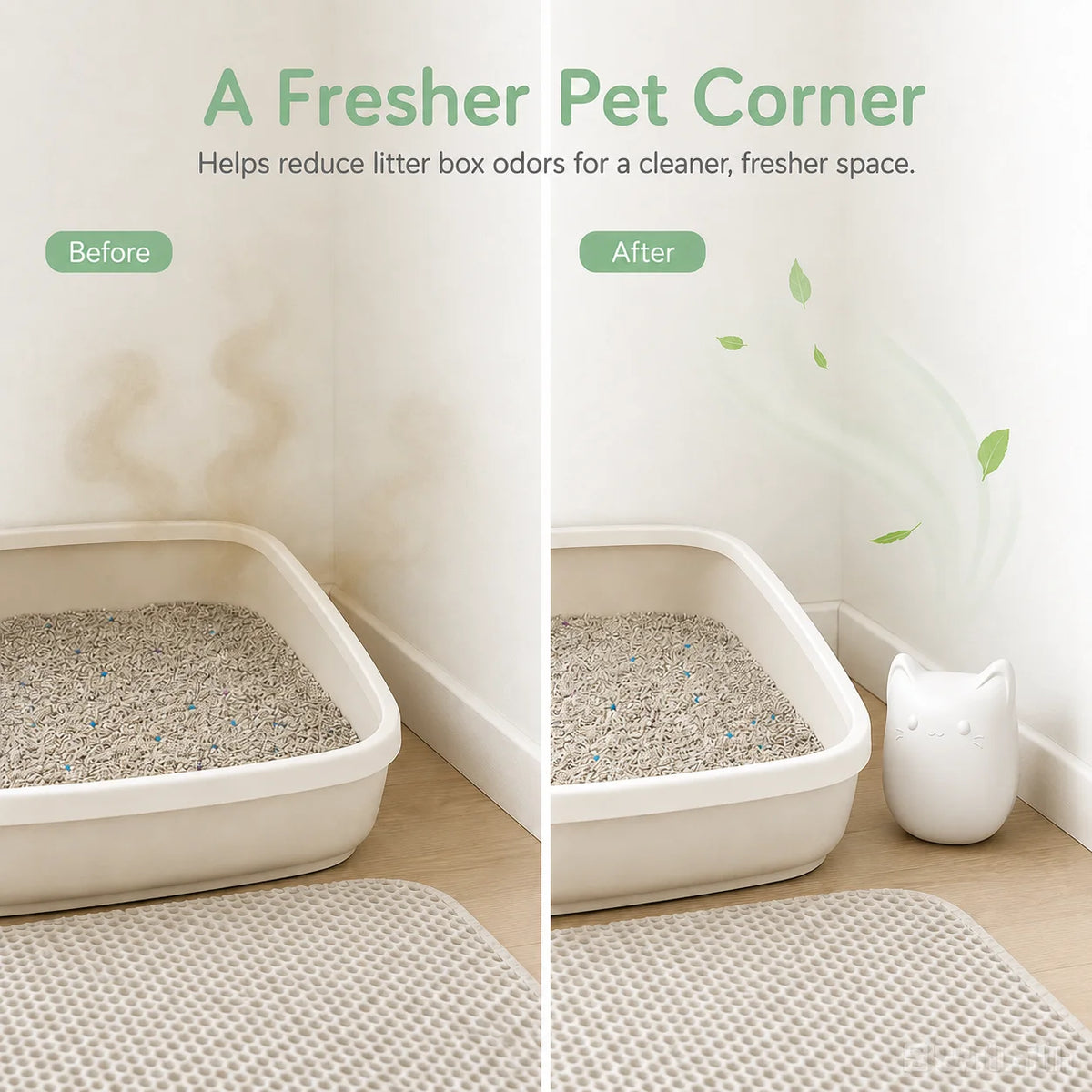 Cumrige Cat Litter Box Deodorizer Pods, 2 Pack Pet Safe Odor Control Fresheners,Cute Cat Shape ,Solid Deodorizing Freshener for Enclosed Automatic Cat Litter Box Cat Toilet