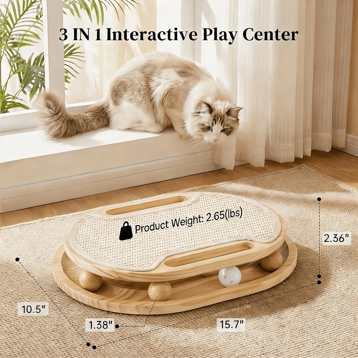 Cat Scratcher with Ball Track Toy, Sisal Scratch Pad for Indoor Use