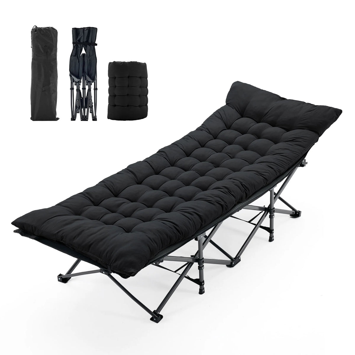 JHK Folding Camping Lounge Chair With Cushioned Portable Outdoor Comfort