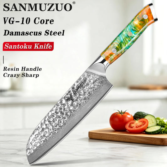 SANMUZUO YAO Series Damascus Steel Santoku Kitchen Knife