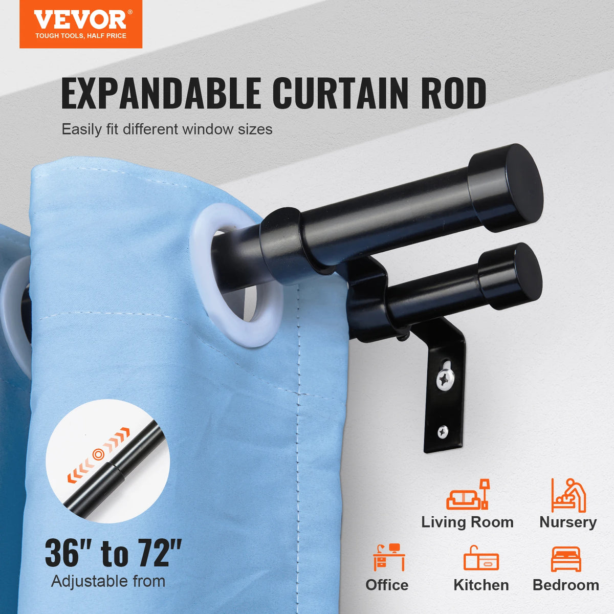 SucceBuy Stainless Steel Double Curtain Rods Telescoping Dual Window Rods