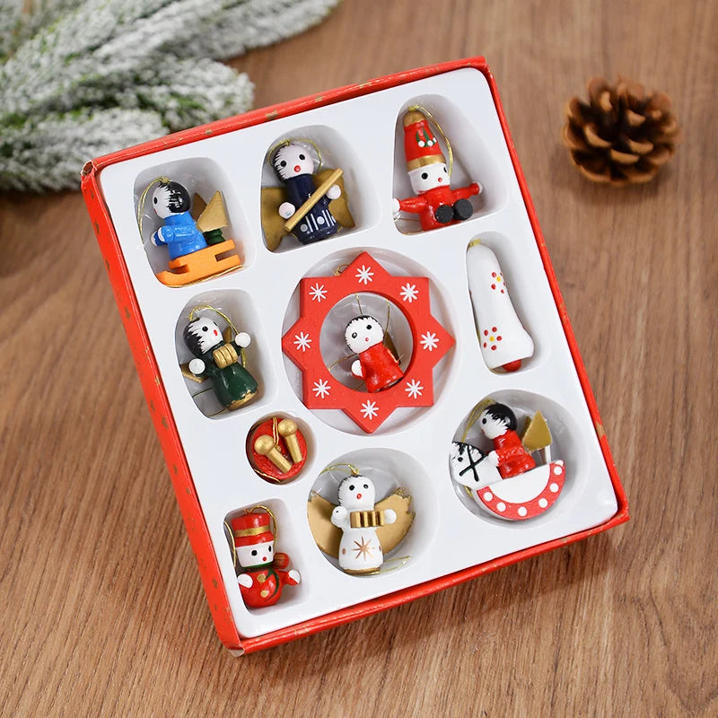 Mini Wooden Train Christmas Tree Ornaments Holiday Home Decor