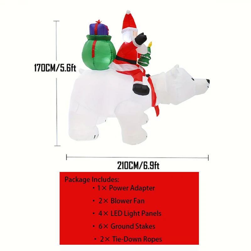 Huge Christmas Inflatables Santa Clause Riding Bear with Shaking Head 6.56ft Outdoor Decorations Inflatable Toy Mold Blow up Garden Yard Decor with LED Lights for Xmas Holiday Christmas Eve Party Indoor White Winter