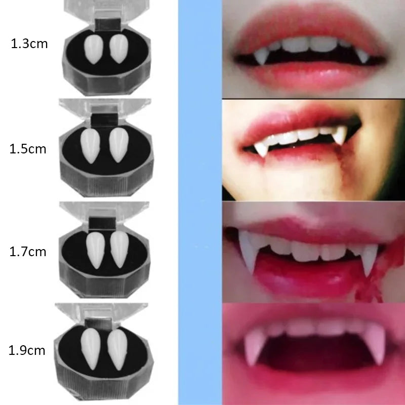 Vampire Fangs Costume Dentures With Secure Adhesive For Halloween