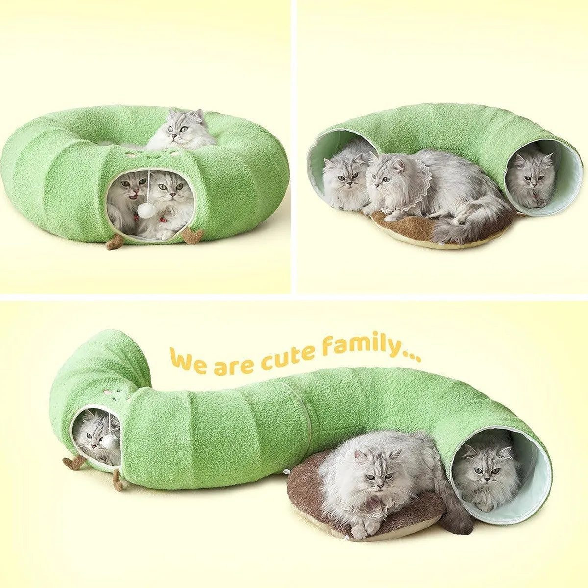 Convertible Cat Tunnel Bed Plush Donut Cushion And Play Tunnel
