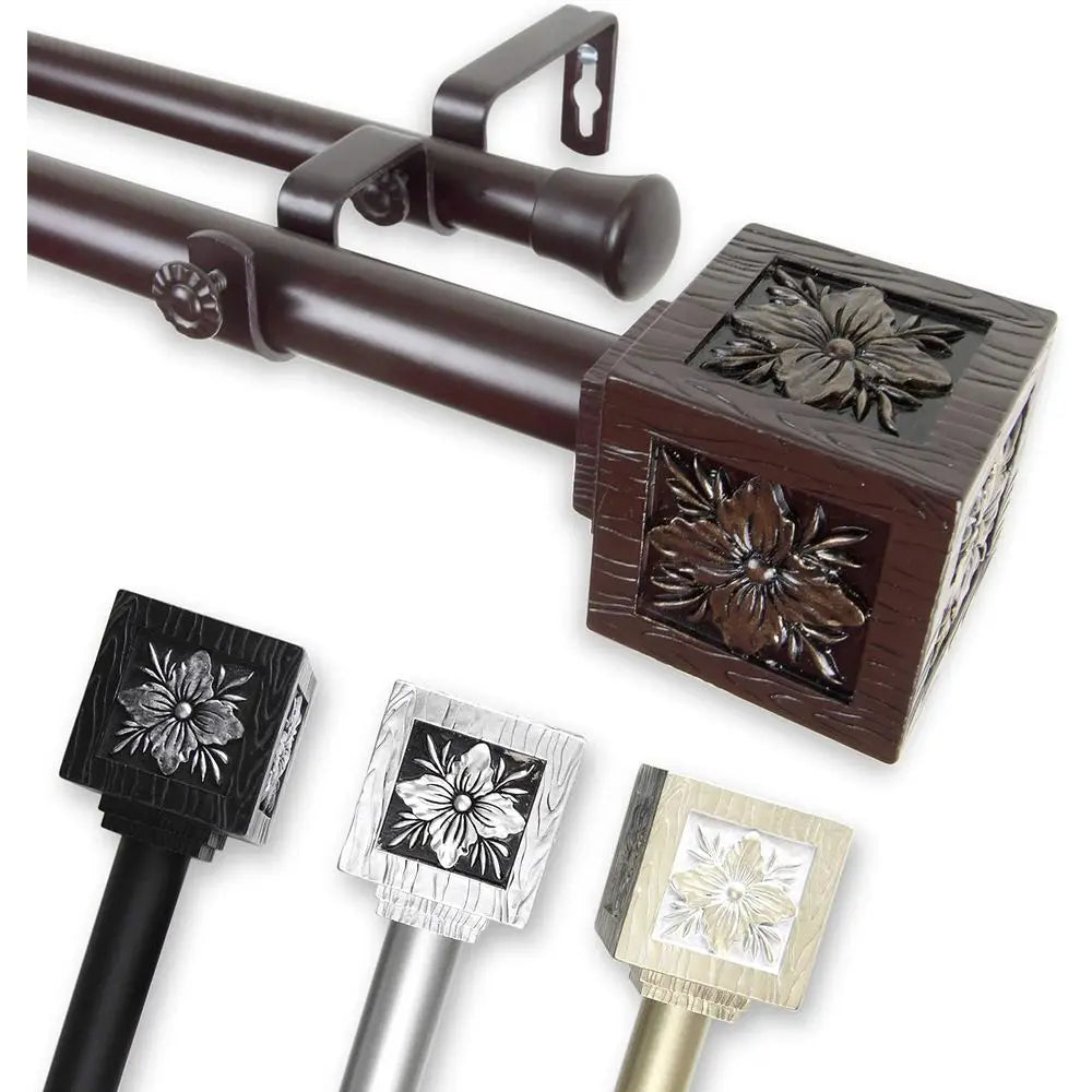 Premium Double Curtain Rod Set With Wall Mount Design