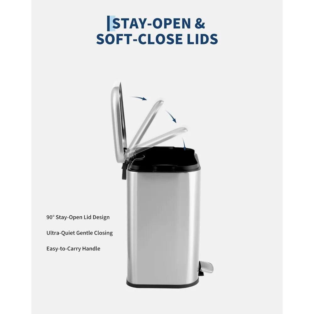 Stainless Steel Step Trash Can With Lid And Silent Close