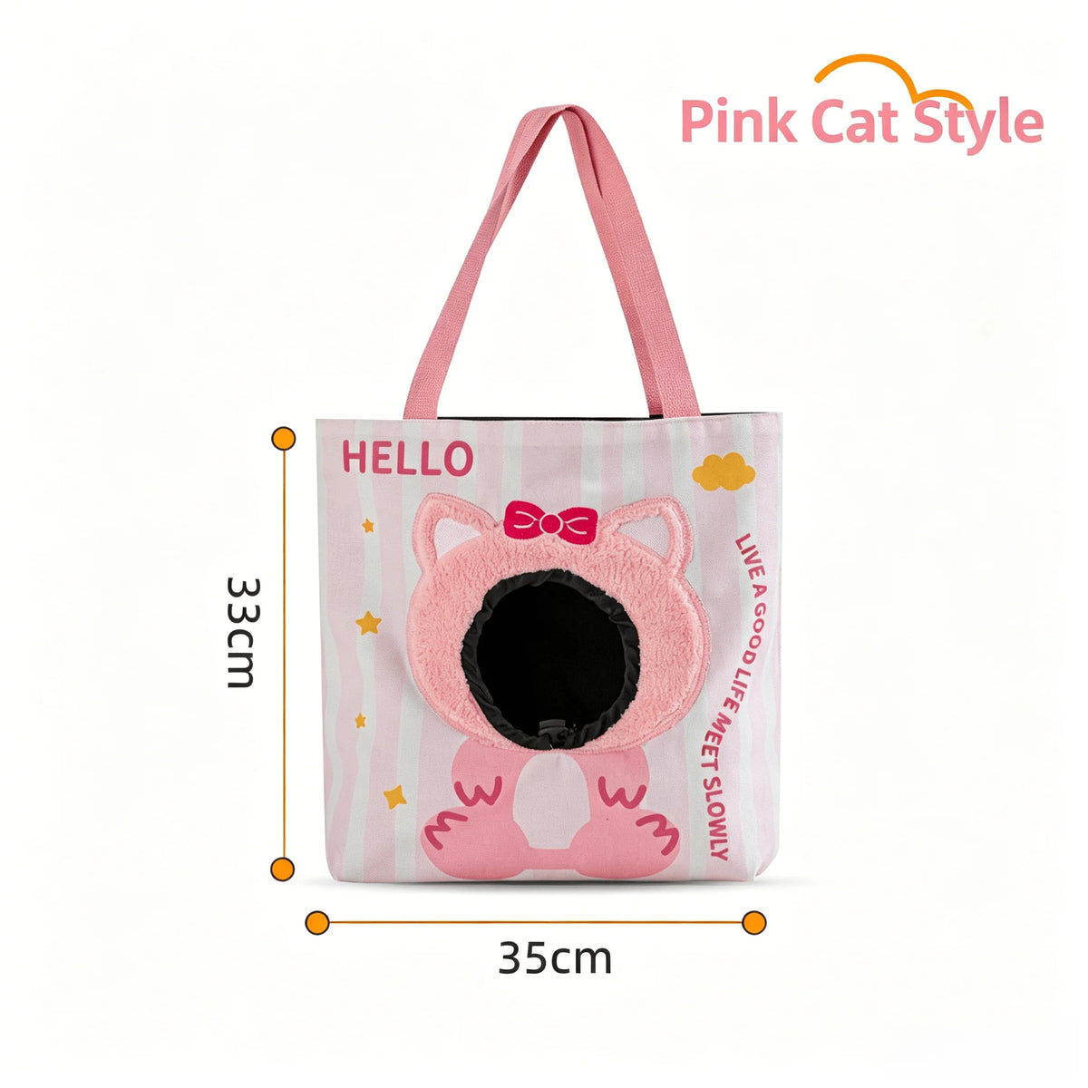 【IN Stock】Cartoon Head Out Cat Tote Bag Breathable Canvas Portable Shoulder Carrier Large Capacity Travel Bag for Small Pets