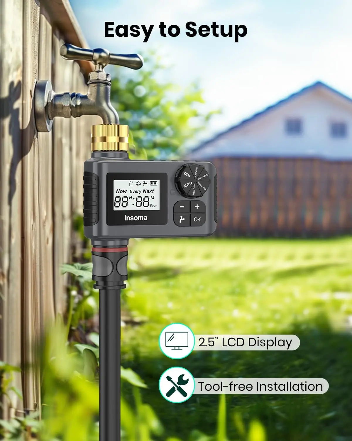 INSOMA Smart Automatic Garden Irrigation Watering Timer With LCD Display