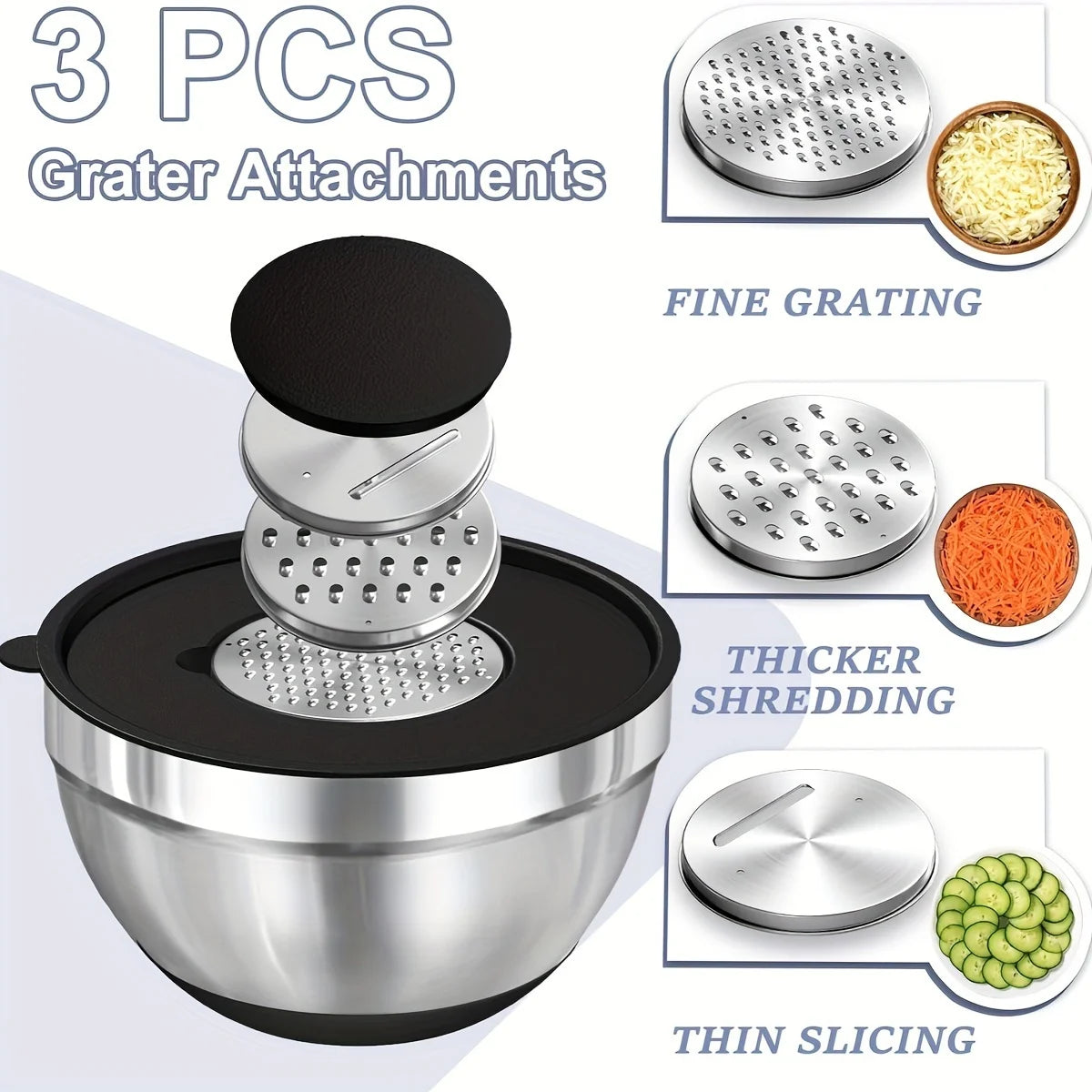 Stainless Steel Mixing Bowl Set With Airtight Lids For Baking