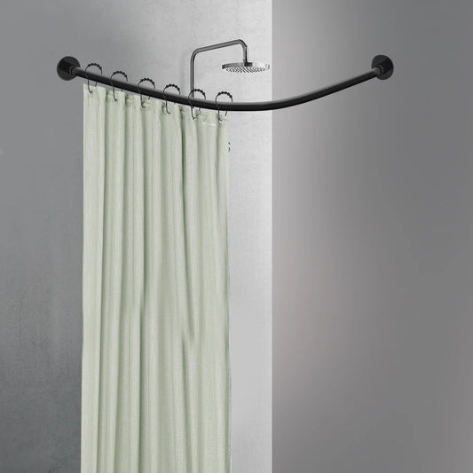 No Drill L Shape Corner Shower Rod Stainless Steel Hooks